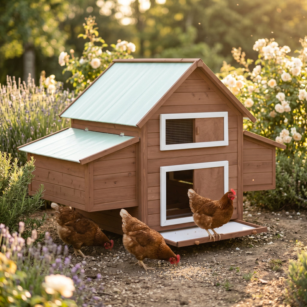 La Fermette, poulailler en bois dans le jardin
