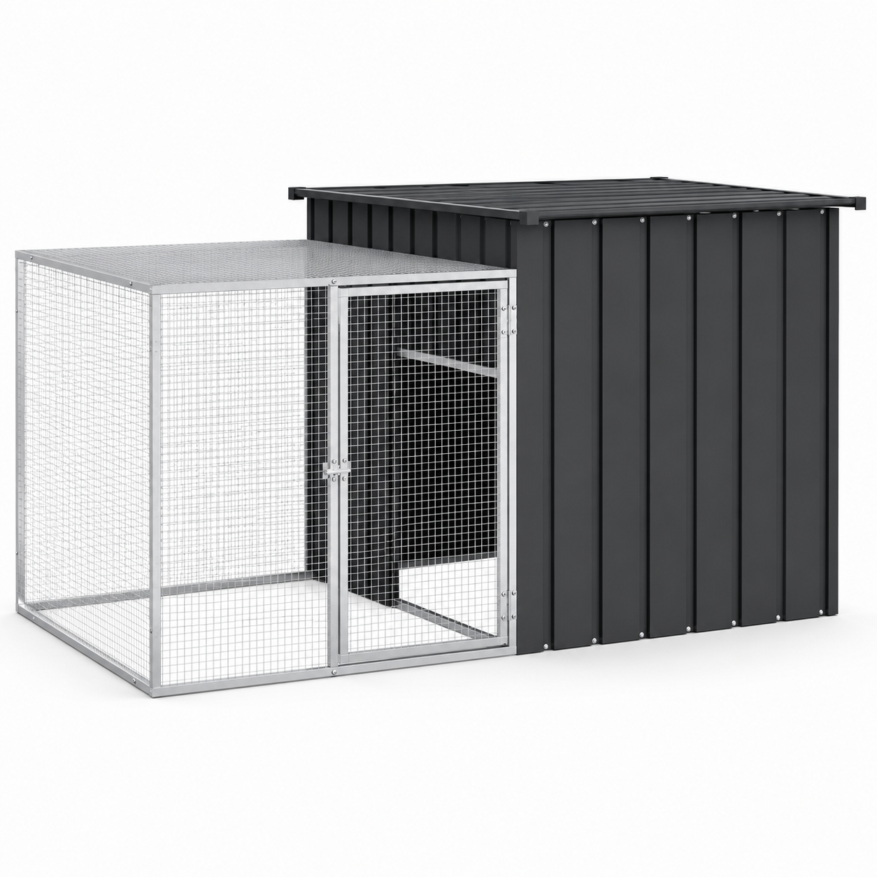 Enclos poulailler couvert anthracite Ma Poupoule · Le Parcours Couvert