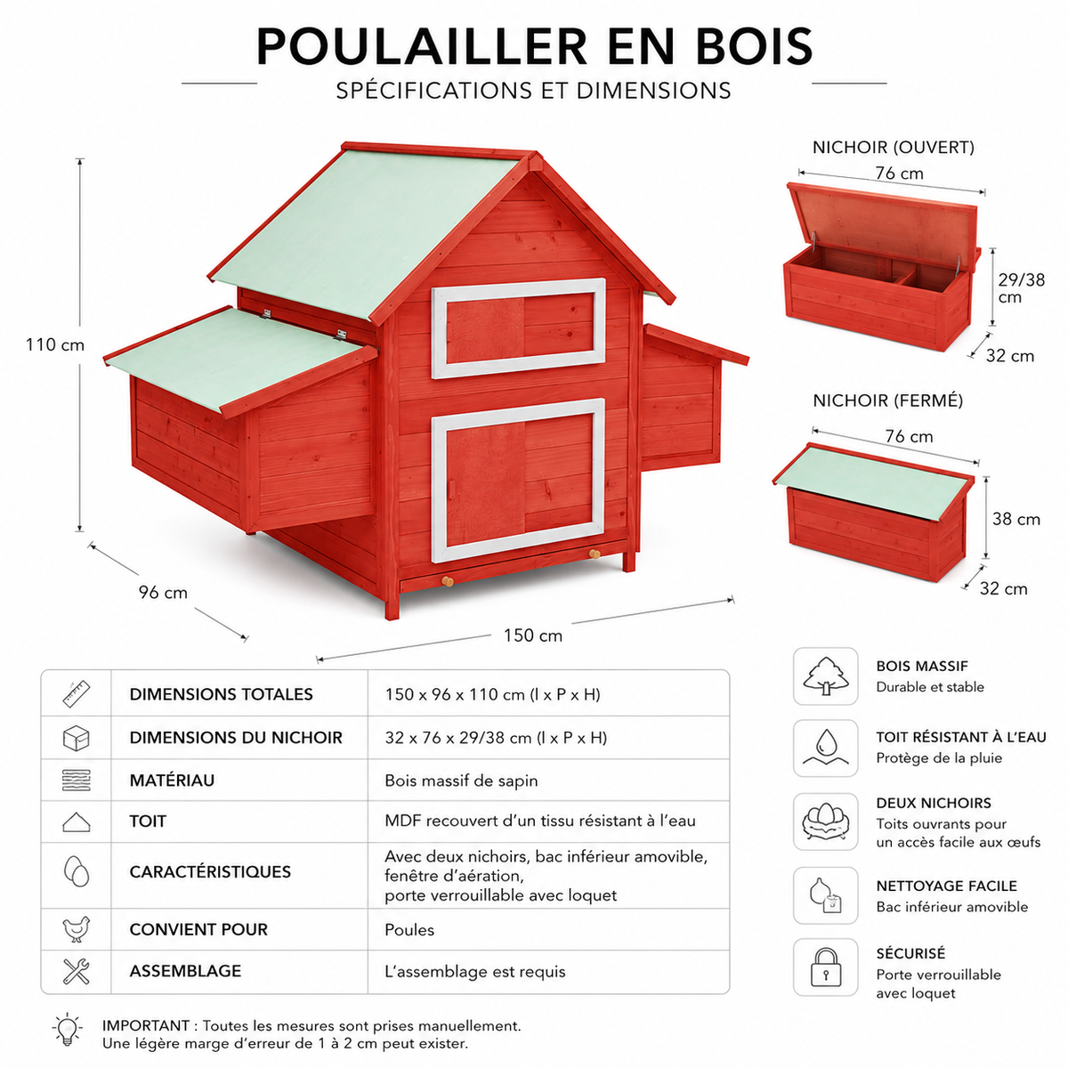 Poulailler en bois 2 nichoirs Ma Poupoule · La Fermette