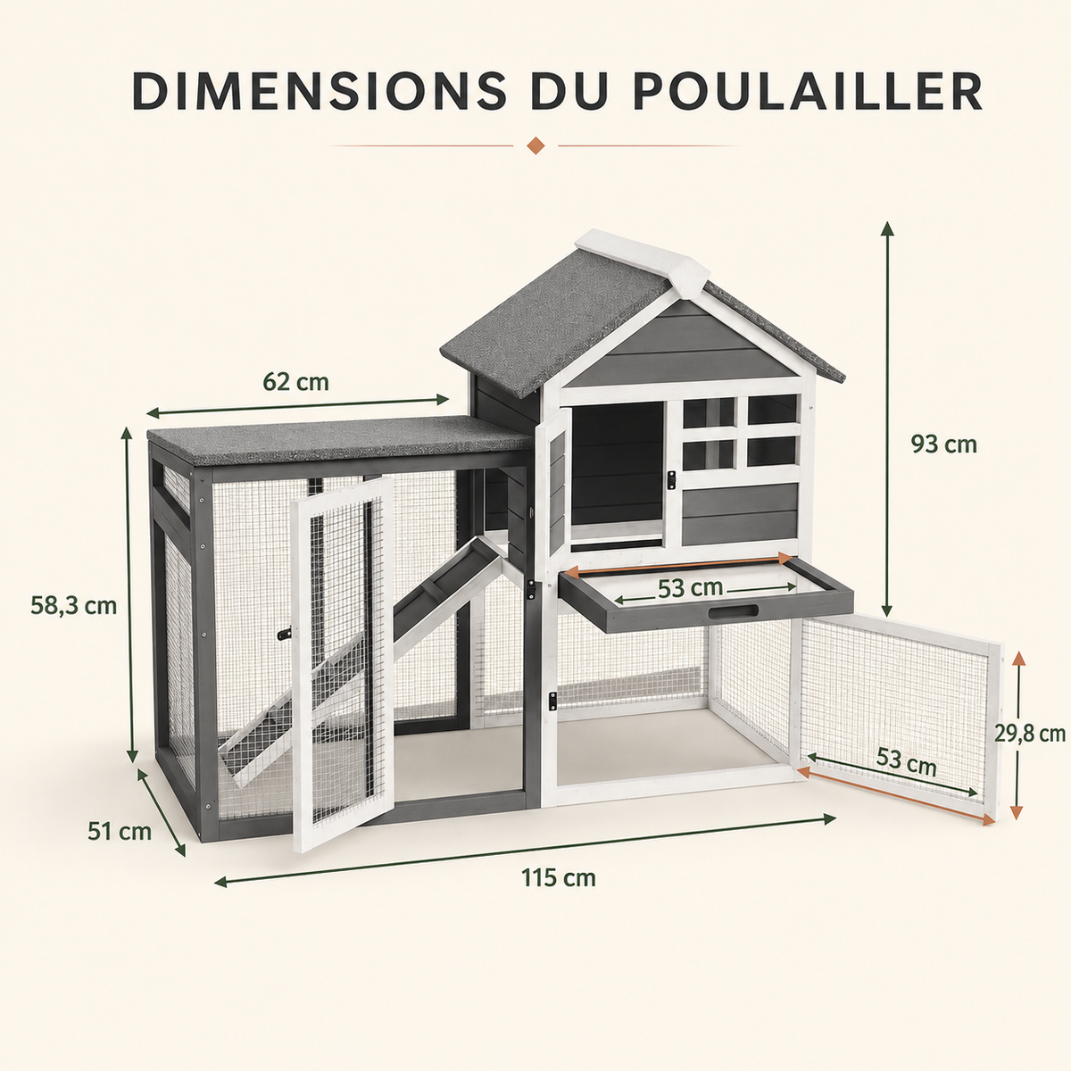 Petit poulailler en bois à deux niveaux Ma Poupoule · Le Nid