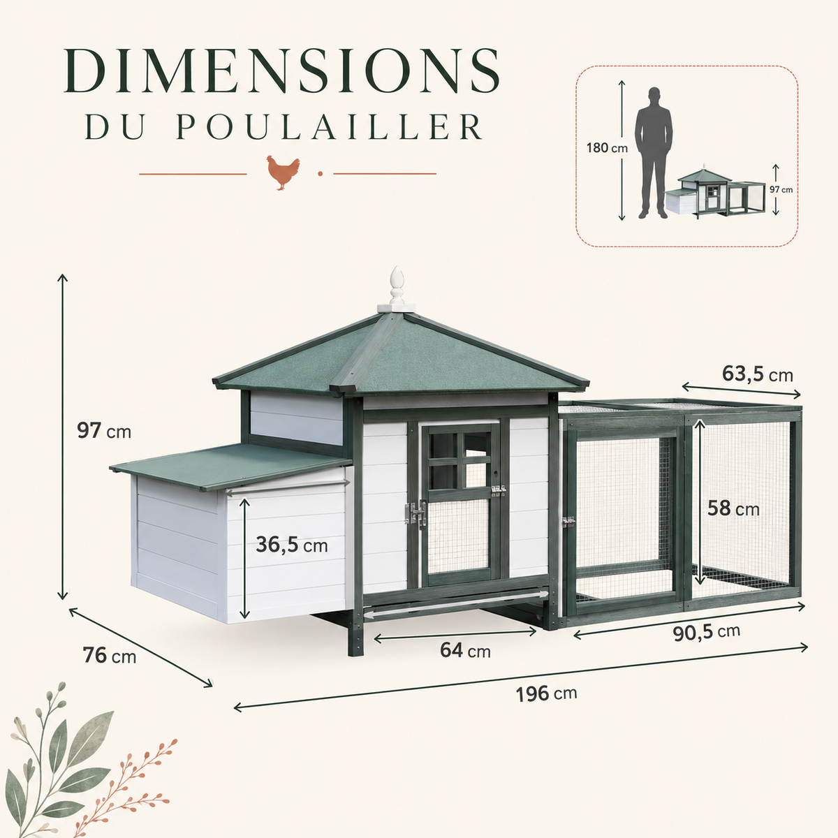 Poulailler cottage en bois avec enclos Ma Poupoule · Le Hameau